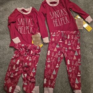 Rae Dunn Kids' Red and Pink 'Santa's Helper' Pajama Set